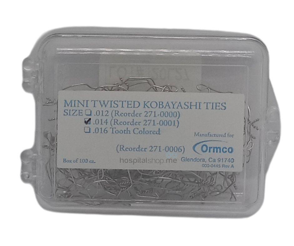 Ormco Mini Twisted Kobayashi Ligature Ties 0.014 100Pcs 271-0001