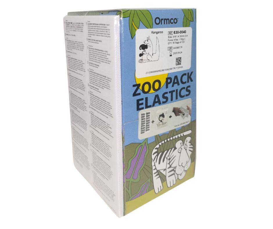 Ormco Zoo Pack Intra Oral Elastics Heavy 4.5oz — 130g 3/16” 4.76mm Kangaroo 50Packs of 100nos 630-0040