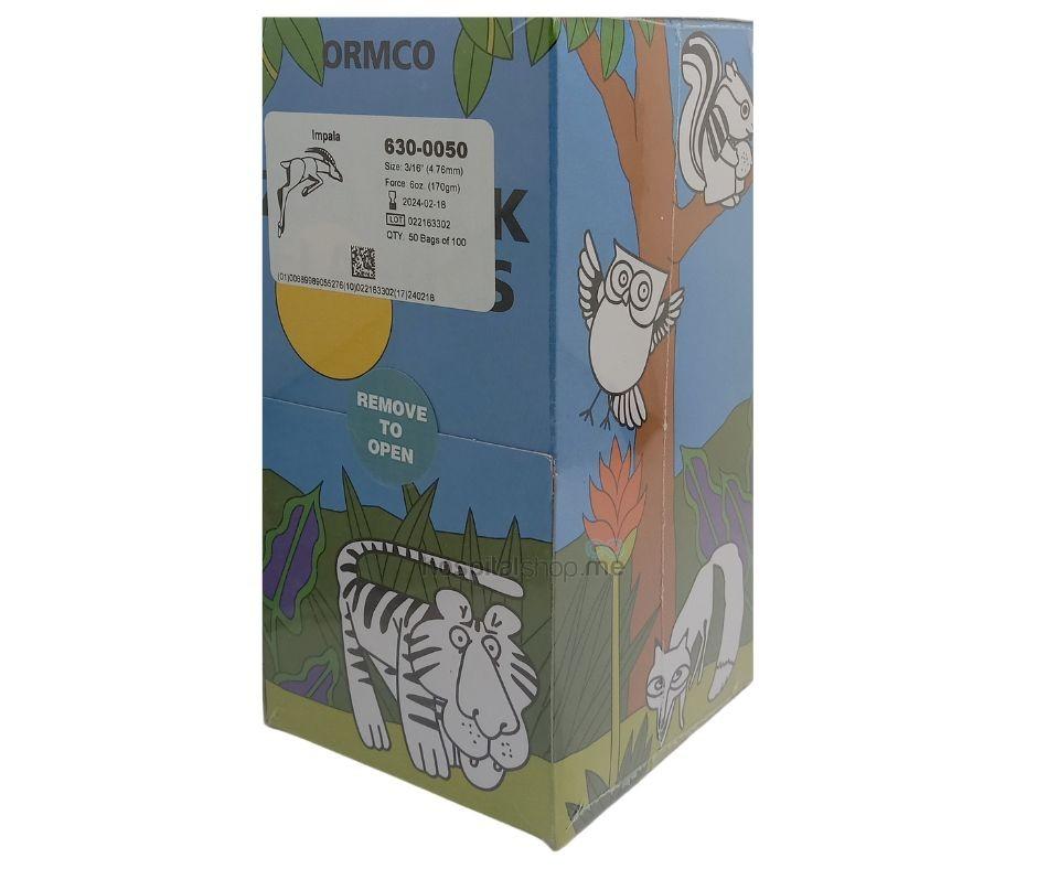Ormco Zoo Pack Intra Oral Elastics Extra Heavy 6 oz â€” 170 g 3/16â€ 4.76mm Impala 50Packs of 100nos 630-0050