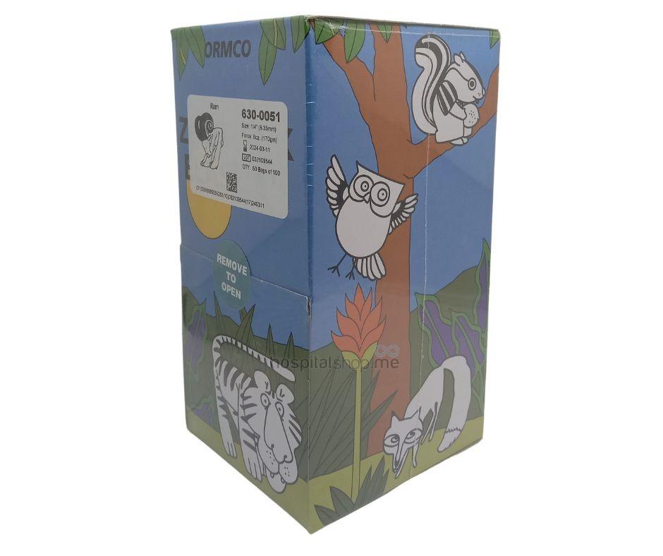 Ormco Zoo Pack Intra Oral Elastics Extra Heavy 6 oz — 170 g 1/4” 6.35mm Ram 50Packs of 100nos 630-0051