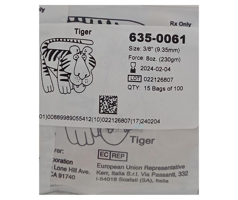 Ormco Zoo Pack Extra Oral Elastics Light 8 oz — 230 g 3/8” 9.35mm Tiger 15Pack of 100nos 635-0061