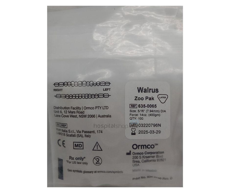 Ormco Zoo Pack Extra Oral Elastics Heavy 14 oz 400 g 5/16 7.94mm Walrus 15Pack of 100nos 635-0065