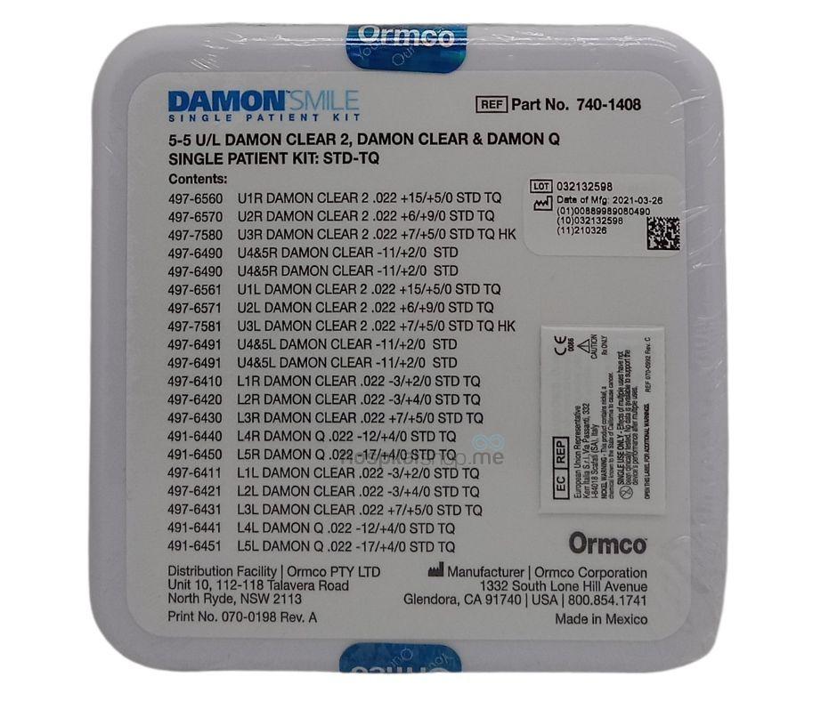 Ormco Damon Clear 2 Standard Torque Single Patient Kit 5-5 0.022 740-1408